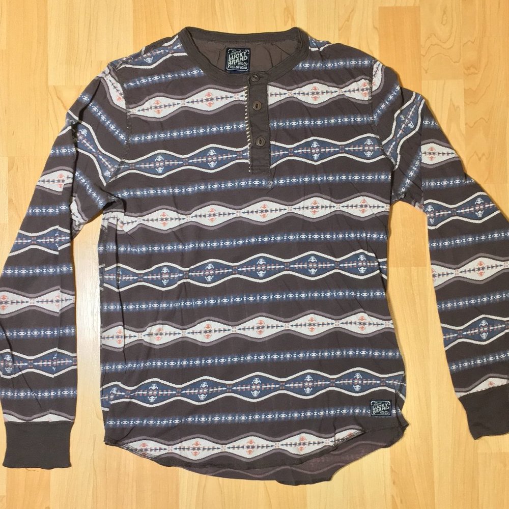Lucky Brand Mens Henley Medium - 'Aztec' Pattern